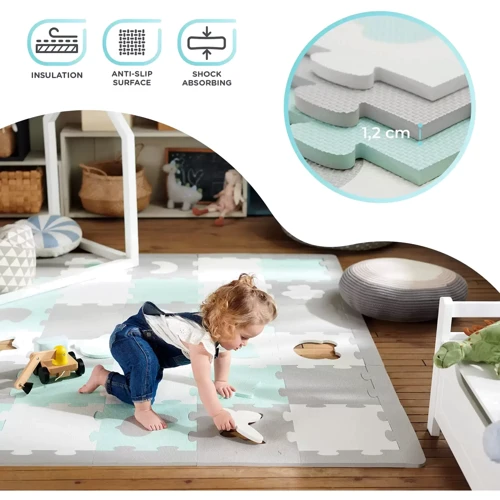 Килимок-пазл Kinderkraft Luno Shapes Mint, 30 елементів (KPLUSH00MIN0000): Тип развивающий коврик