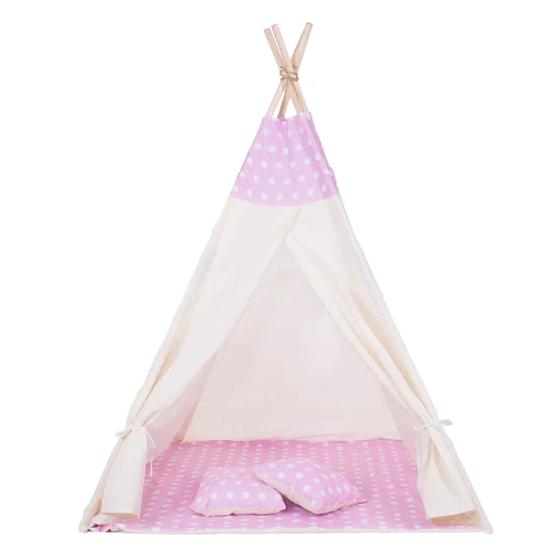 Детская палатка Springos Tipi XXL вигвам бело-розовая (TIP09)