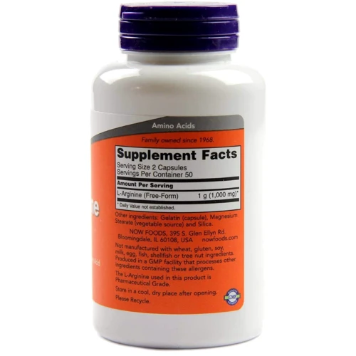 NOW Foods L-Arginine 500 mg Capsules 100 caps: Тип Аргинин