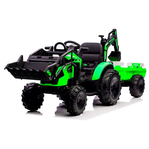 Детский электромобиль Bambi Racer трактор с прицепом, зеленый (M 4847EBLR-5(24V))