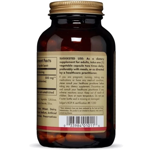 Solgar DLPA Free Form 500 mg 100 Vegetable Capsules: Стать унісекс