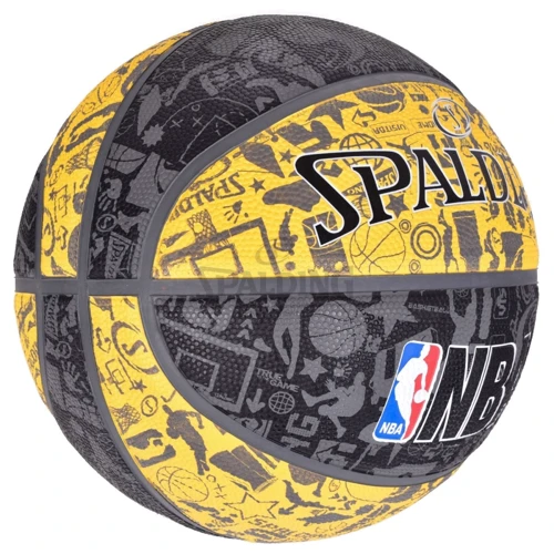 Мяч для игры Spalding NBA Graffiti Outdoor баскетбольный размер 7 серо-желтый (3001551011517): Материал Резина