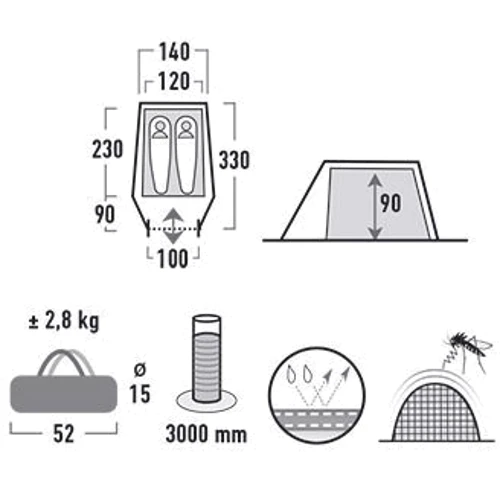 Палатка High Peak Kite 2 (Pesto/Red) (925385)