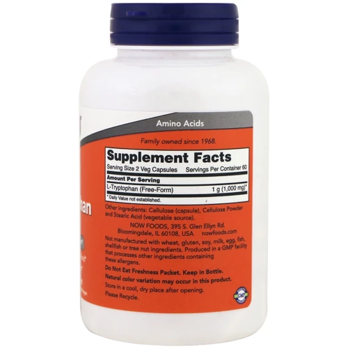 NOW Foods L-Tryptophan 500 mg 120 veg caps: Тип триптофан