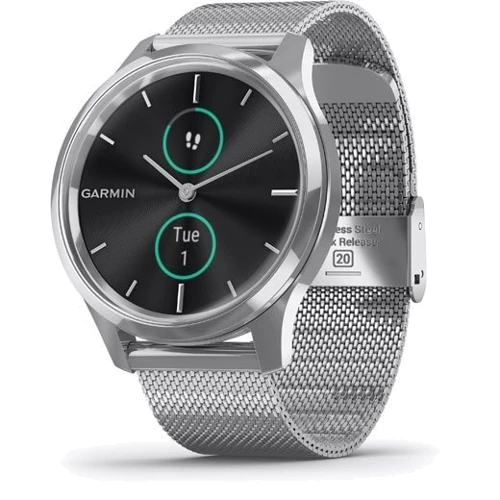Смарт-годинник Garmin Vivomove Luxe Silver stainless steel case with silver Milanese band (010-02241-03)