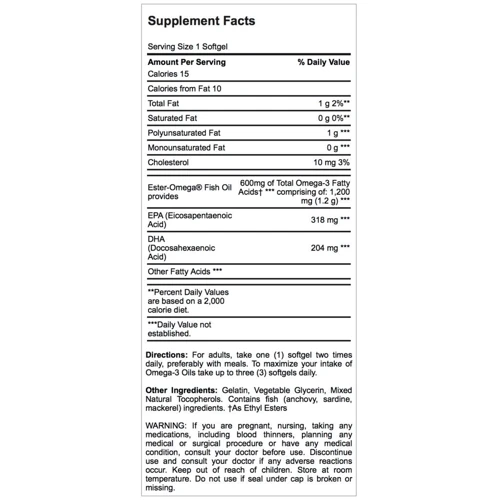 Puritan's Pride Double Strength Omega-3 Fish Oil 1200 mg/600 mg Omega-3 90 Softgels Омега-3 удвоенной силы: Тип Омега 3