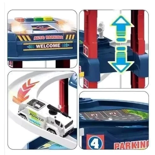 Гараж 6-поверховий, 82 деталі, вертоліт, машинки, світло, звук, ліфт (660-A327)