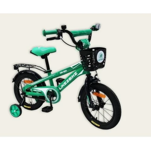 Велосипед детский 2-х колесный 14" 201403 Like2bike Dark Rider, зелёный|чёрная, рама сталь