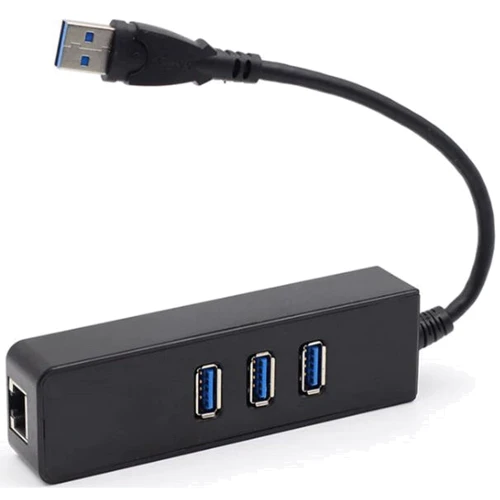 Адаптер Dynamode USB to 3xUSB 3.0 + RJ45 Black: Колір чорний