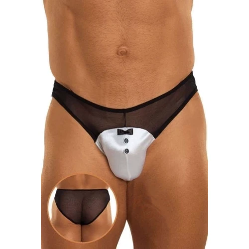 Мужские трусы SoftLine Thong 4467, XL (black/white)