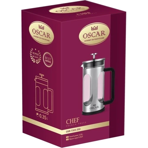 Френч-прес OSCAR Chef 0.35 л (OSR-7303-350): Матеріал Стекло, Сталь, Пластик