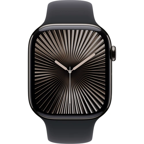 Apple Watch Series 10 46mm GPS + Cellular Slate Titanium Case with Black Sport Band - M/L (MWYE3)