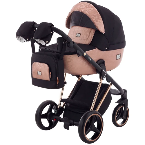 Универсальная коляска 2 в 1 Adamex Mimi Polar (Pink Gold) BR604 черный (люрекс) - медный (принт) кожа (выдавленная точка): Тип коляски универсальная коляска (2-в-1)