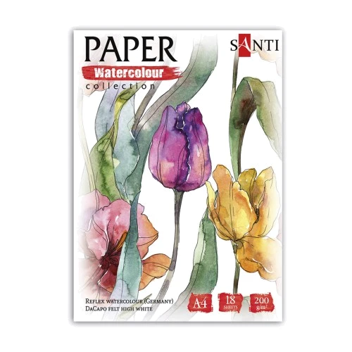 Набор акварельной бумаги SANTI Paper Watercolor Collection Flowers А4 18 листов (130502)