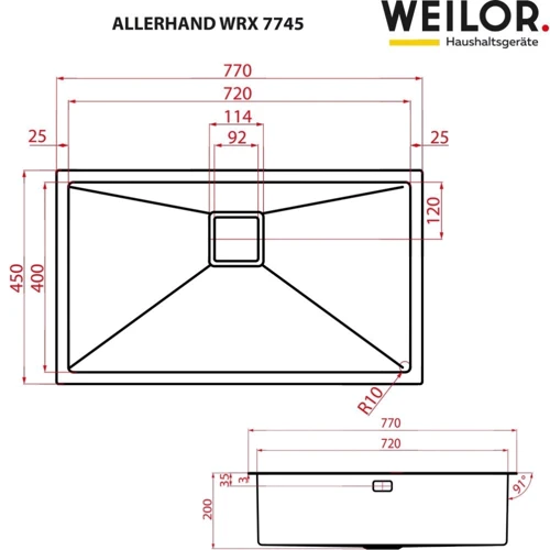 Weilor ALLERHAND WRX 7745: Отвір під змішувач немає