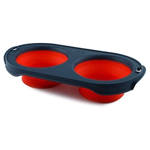 Двойная миска Dexas Collapsible Pet Feeder складная большая 1200 мл красная (dx30659): Объем 1200 мл
