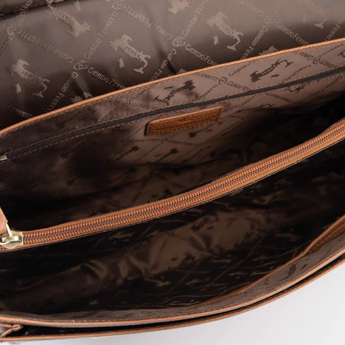 Мужская сумка мессенджер Giorgio Ferretti коричневая (SHIGF138-008-brown): Фактура Матовая, Зернистая
