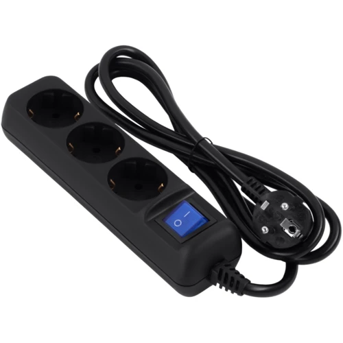 Мережевий фільтр 2E 3 розетки, 1.5 м, Black (2E-U03ESM1.5BK)