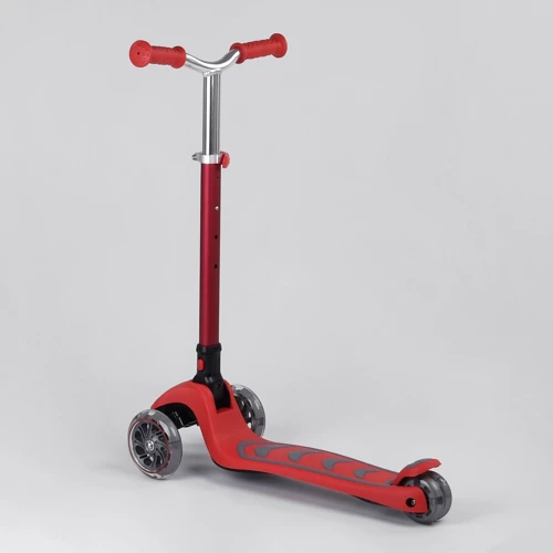 Самокат трехколесный Best Scooter складной алюминиевый руль, 4 колеса PU со светом Red (99639): Материал колес полиуретан