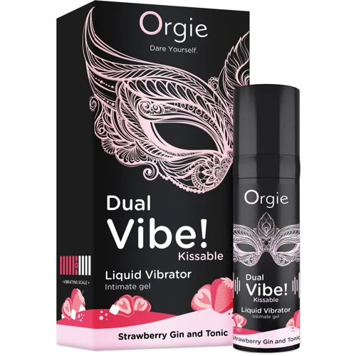 Жидкий вибратор Orgie Dual Vibe! Strawberry Gin & Tonic Kissable Liquid Vibrator, 15 мл