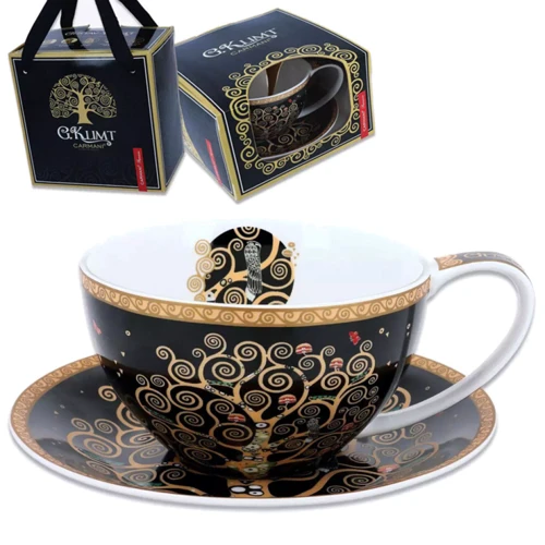 Чашка та блюдце Carmani Г.Клімт Дерево життя чорний фон 360 ml (532-3213)