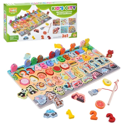 Математическая доска-рыбалка KID'S CITY 3в1 Woody MD 2903: Тип сортер