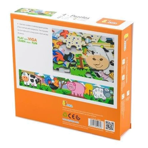 Набор деревянных пазлов Viga Toys Ферма 4 в 1 48 эл (50069)