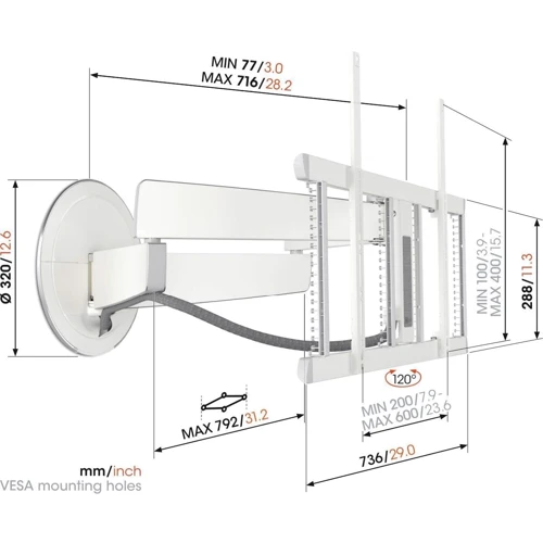 Кронштейн для ТВ VOGELS TVM 7655 DesignMount White: Назначение для ТВ, для мониторов