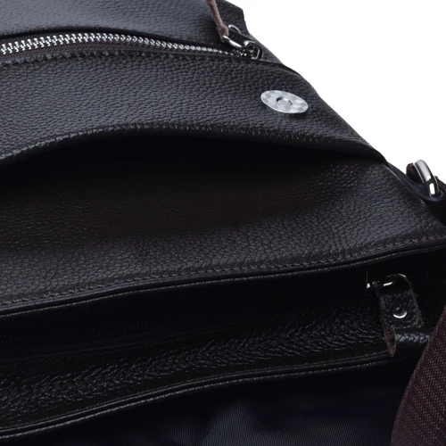 Чоловіча сумка планшет Borsa Leather темно-коричнева (k10013-brown): Тип ручки Плечовий ремінь, Без ручки