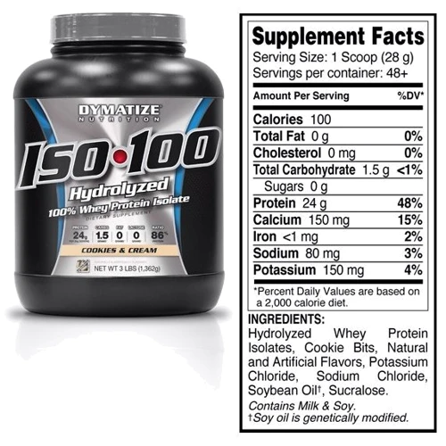 Протеин Dymatize ISO-100 1362 g /48 servings/ Cookies Cream