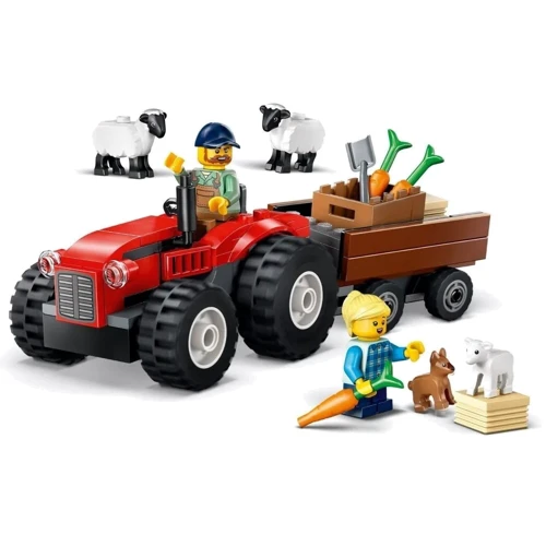 Конструктор LEGO City Красный фермерский трактор с прицепом и овцами 116 деталей (60461): Серия City