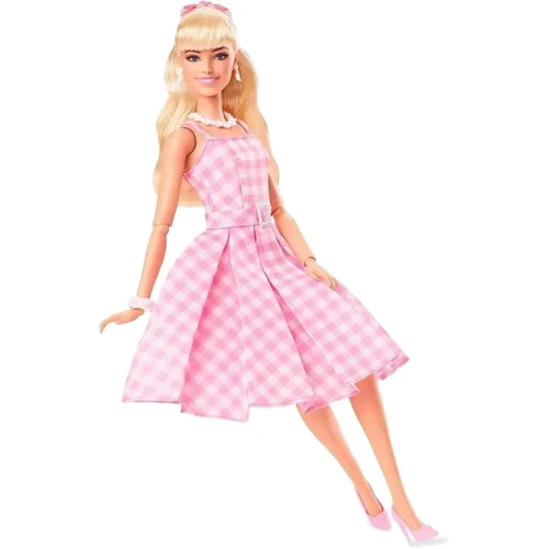 Коллекционная кукла Barbie The Movie Perfect Day Марго Робби в клетчатом платье (HPJ96): Особенности На шарнирах