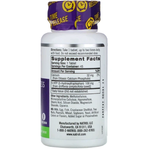 Natrol 5-HTP, 100 mg, 45 Tablets (NTL-05228): Тип Триптофан