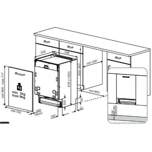 Встраиваемая посудомоечная машина Beko BDIN38531D: Размеры 59.8x81.8х55 см