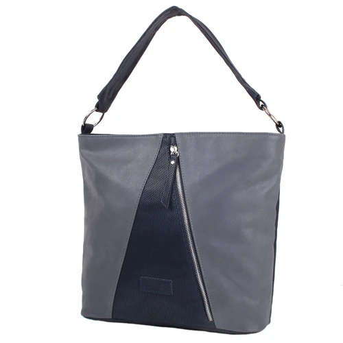 Жіноча сумка-мішок Laskara сіра (LK10203-grey-navy): Стиль Повсякденний (Casual)