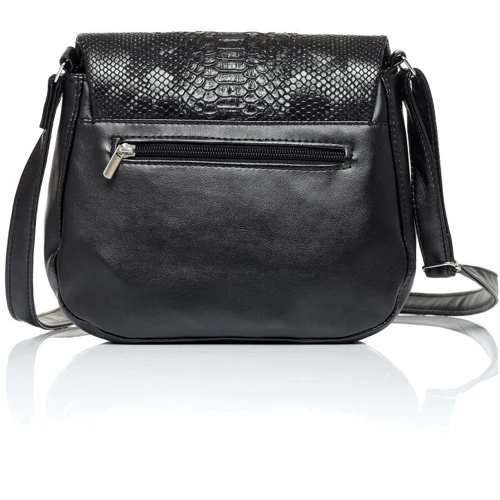 Женская сумка почтальонка Sambag Rose BZN черная (94000070): Фактура Матовая, Под змею