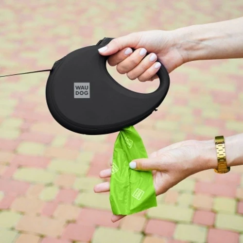 Повідець-рулетка для собак WAUDOG R-leash з контейнером для пакетів S чорний до 12 кг 3 м (26271) фото 10