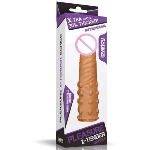Насадка Pleasure X-Tender Penis Sleeve Flesh Add 2", Brown