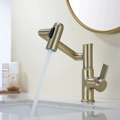 Смеситель для раковины Lefton Single-Hole Rotatable Faucet with Temperature Display-BF2204 Brushed Gold: Вид монтажа Врезной