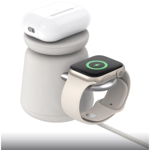 Зарядное устройство Belkin Wireless Charger Base Station MagSafe 15W Sand Mass (WIZ020VFH37) for iPhone 16 I 15 I 14 I 13 I 12 series and Apple Watch: Кабель в комплекте отсутствует