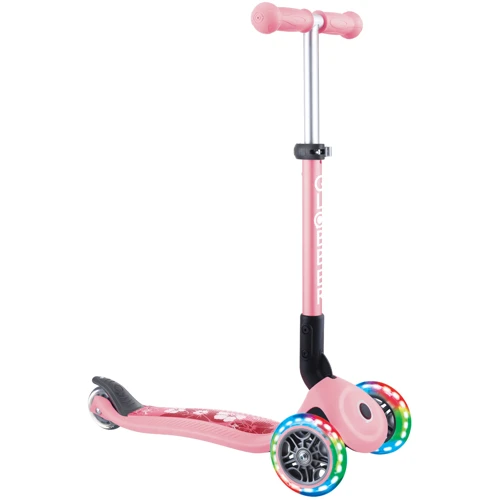 Самокат GLOBBER серии JUNIOR FOLDABLE LIGHTS пастельно-розовый с цветами (433-210): Тип колес литые