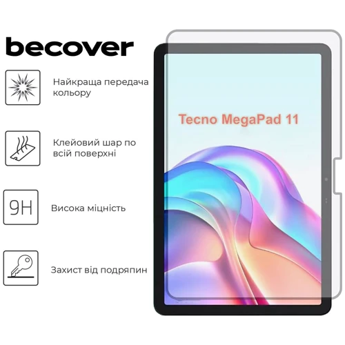 Аксесуар для планшетних ПК BeCover Tempered Glass Clear for Tecno Megapad 11 (T1101) 10.95 (713124) фото 3