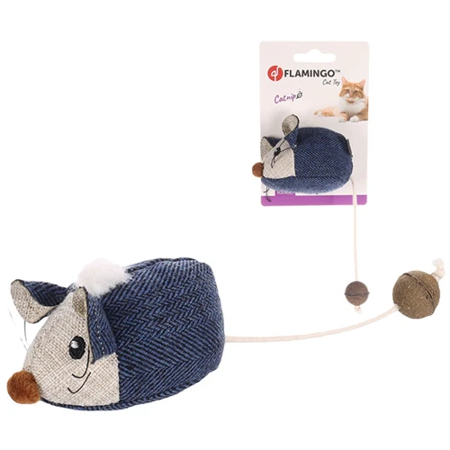 Игрушка для котов Flamingo Jeany Mouse мышь Джини с кошачьей мятой синяя 18 см (59129)