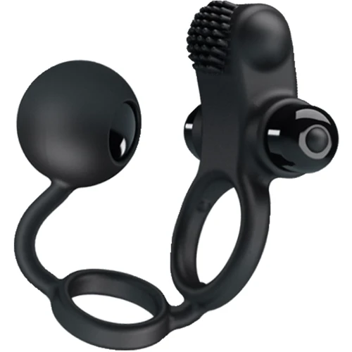 Виброкольцо с анальным шариком Pretty Love Vibration Penis Sleeve IV Black