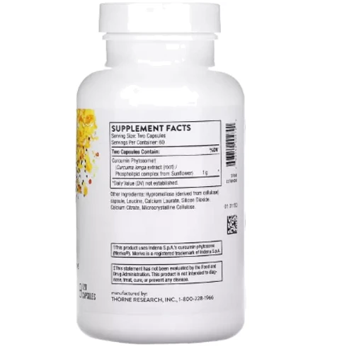 Thorne Research Curcumin Phytosome Фитосомы Куркумина 1000 мг 120 капсул: Форма выпуска Капсулы