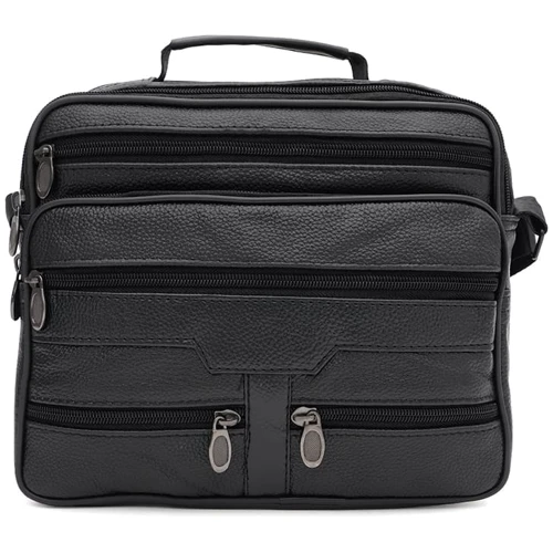 Мужская сумка через плечо Borsa Leather черная (K16687-3-black)