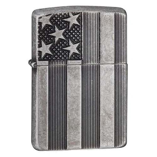 Зажигалка Zippo 28974 U.S. Flag Armor Antq Slvr Plate