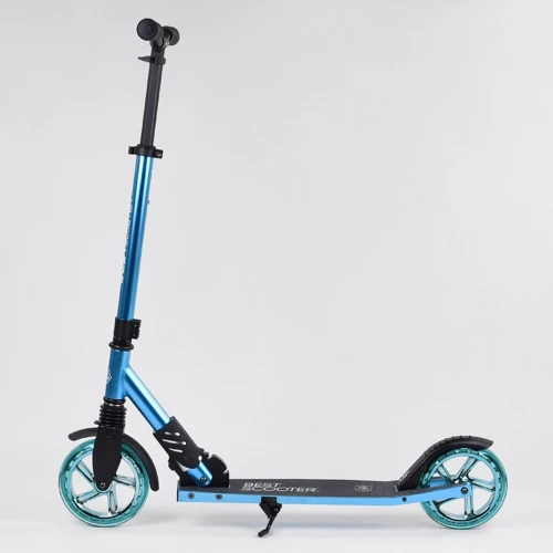 Самокат алюмінієвий Best Scooter колеса PU, 1 амортизатор передній, анодирувана фарбування Blue / Black (99635): Тип гальма ножний