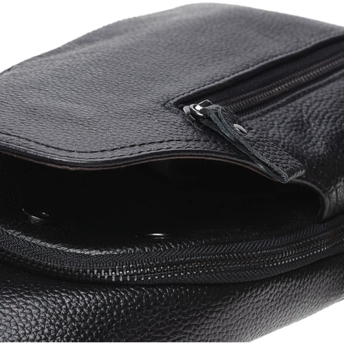 Мужская сумка-слинг Keizer черная (K15038-black): Фактура Матовая, Зернистая