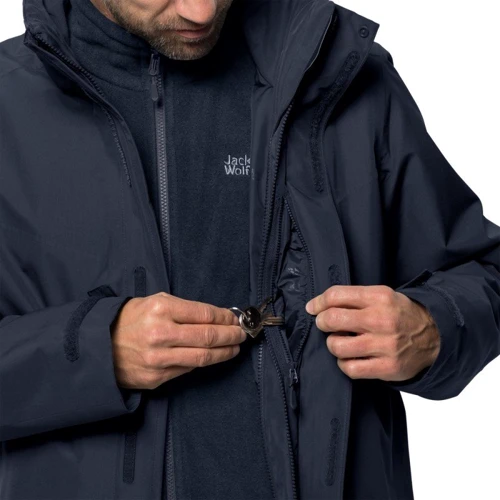 Куртка Jack Wolfskin Arland 3IN1 1110711-1010 52 черная демисезонная с капюшоном фото 7